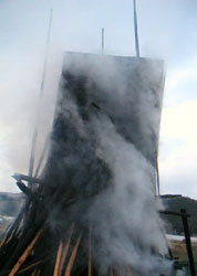 真っ黒い全体が水蒸気